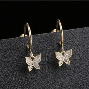 CZ Crystal Butterfly Drop Earrings